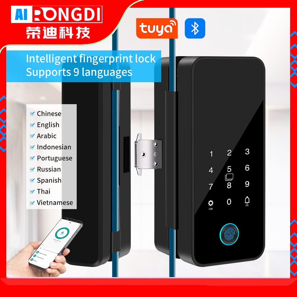 Smart Fingerprint Glass Door Lock Tuya APP Bluetooth Access Control ...