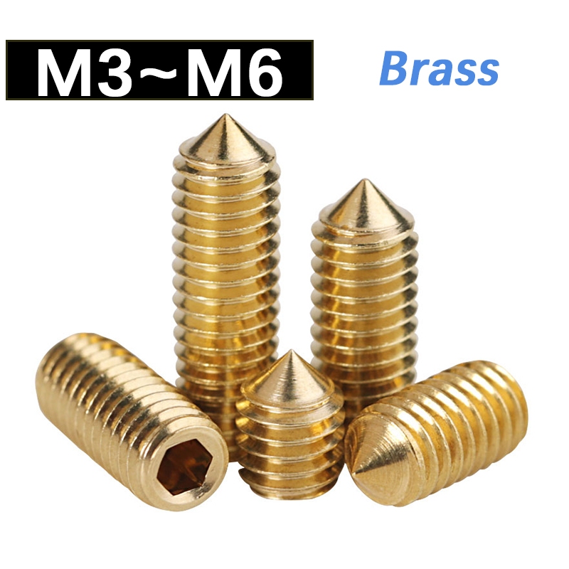 M3 M4 M5 M6 Brass Hexagon Socket Set Screw Cone Point Screws Hex Socket ...