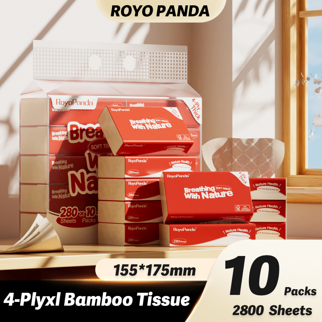 【10Packs】RoyoPanda Soft Deluxe Tissue Cheerful Tissue Facial Tissue ...
