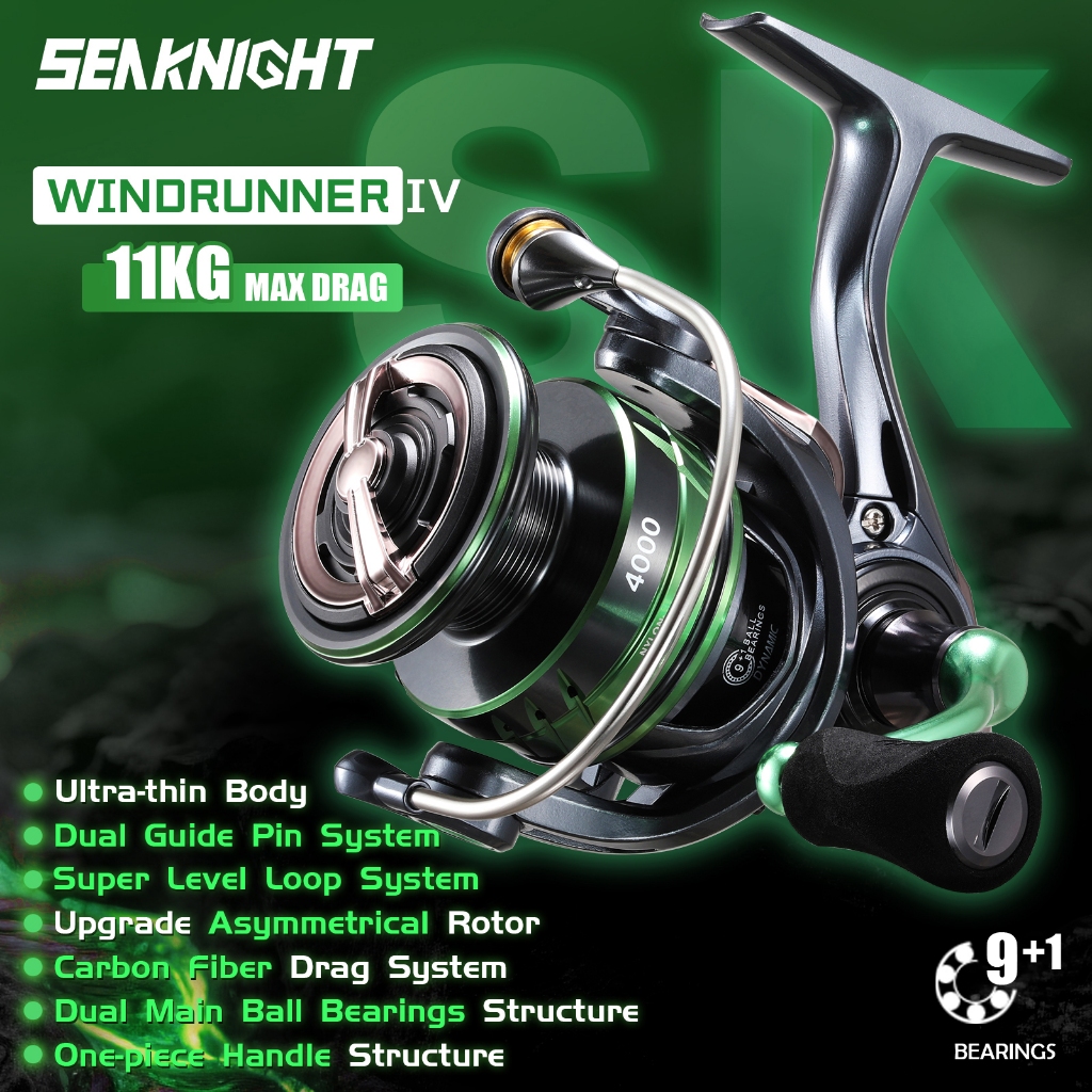 SeaKnight WR4 Series 5.2:1 Ultra-Smooth Spinning Reels 10BB Dual Guide ...