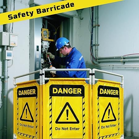 Safety Caution Barricade 3Panels Foldable Security Signs With PVC Tarp ...