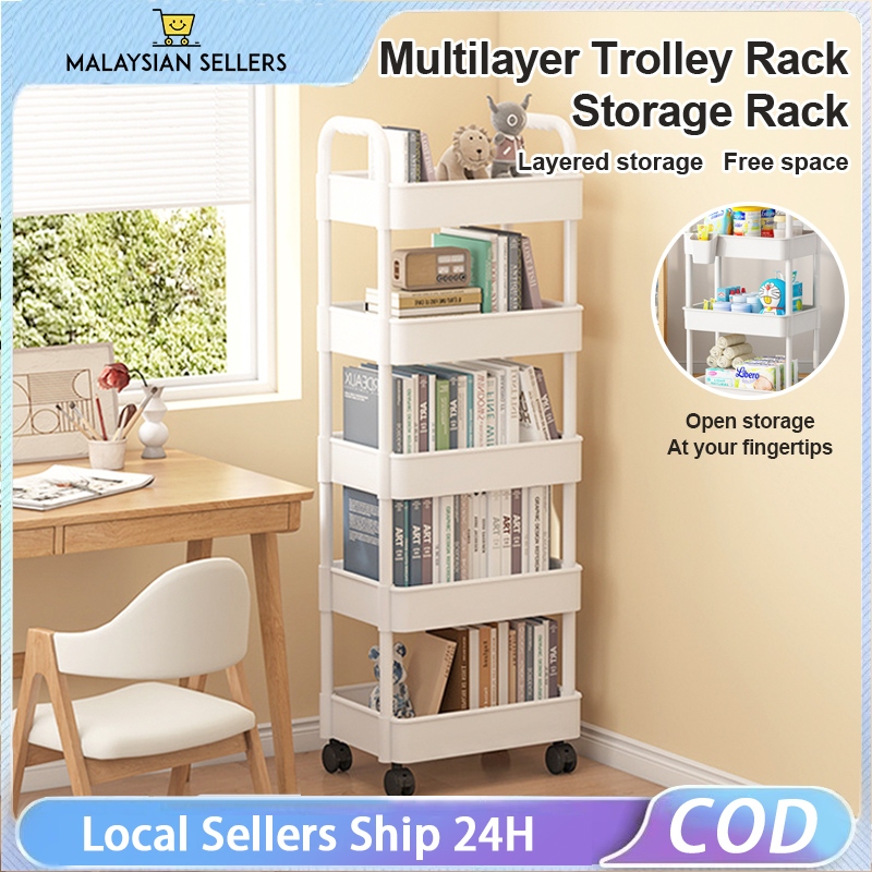 2/3/4/5-layer wheeled trolley storage rack, suitable for rooms ...