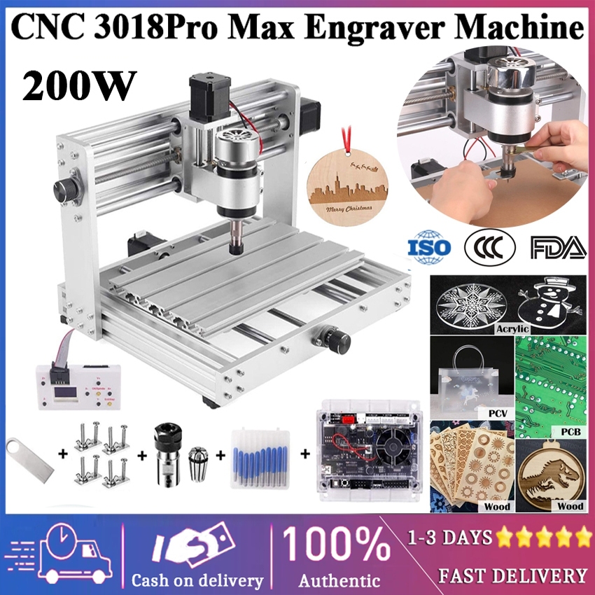 Local delivery+COD CNC 3018Pro Max Engraver with 200W Spindle, 3 Axis ...