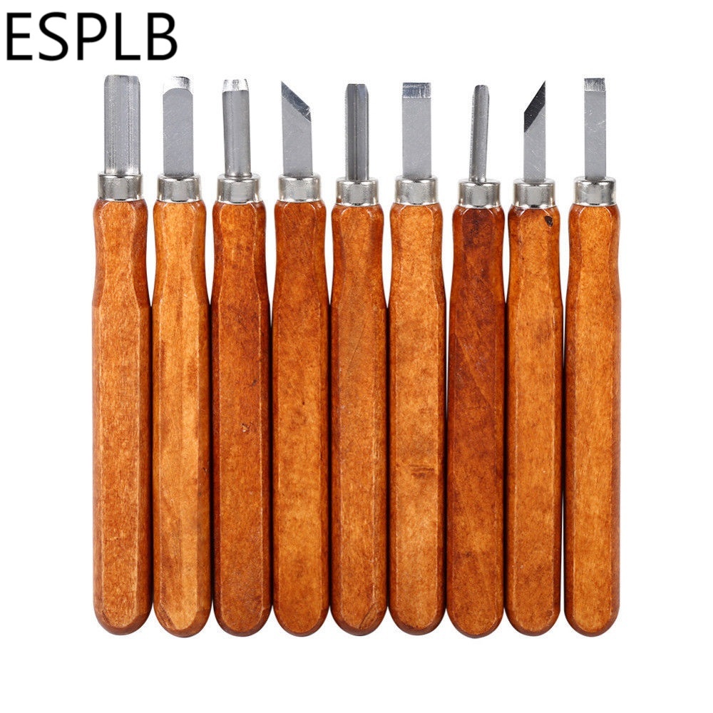 Professional 9x wood handle carving tools,wood gouge chisel set ...