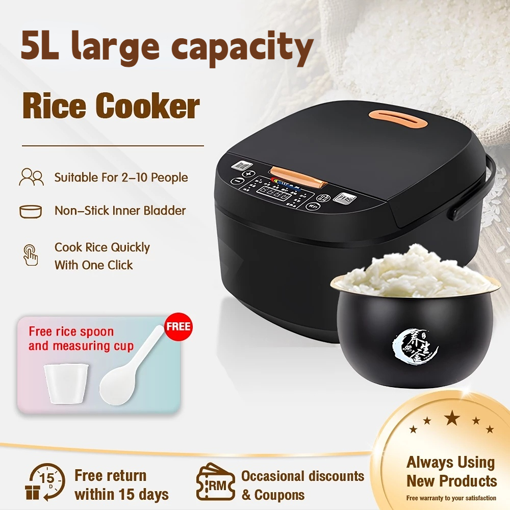 【Ready stock】6L Big Rice Cooker Black Smart Screen Electric Rice Cooker ...