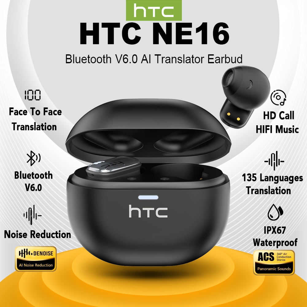 HTC EN16 NE16 AI Translator Earbud TWS Wireless Bluetooth Earphones ...