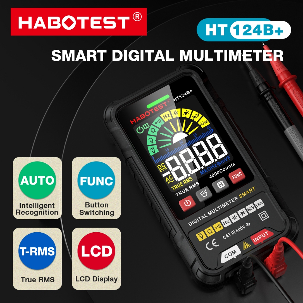 HABOTEST HT124 600V AC DC Digital Multimeter 600V AC DC Digital ...