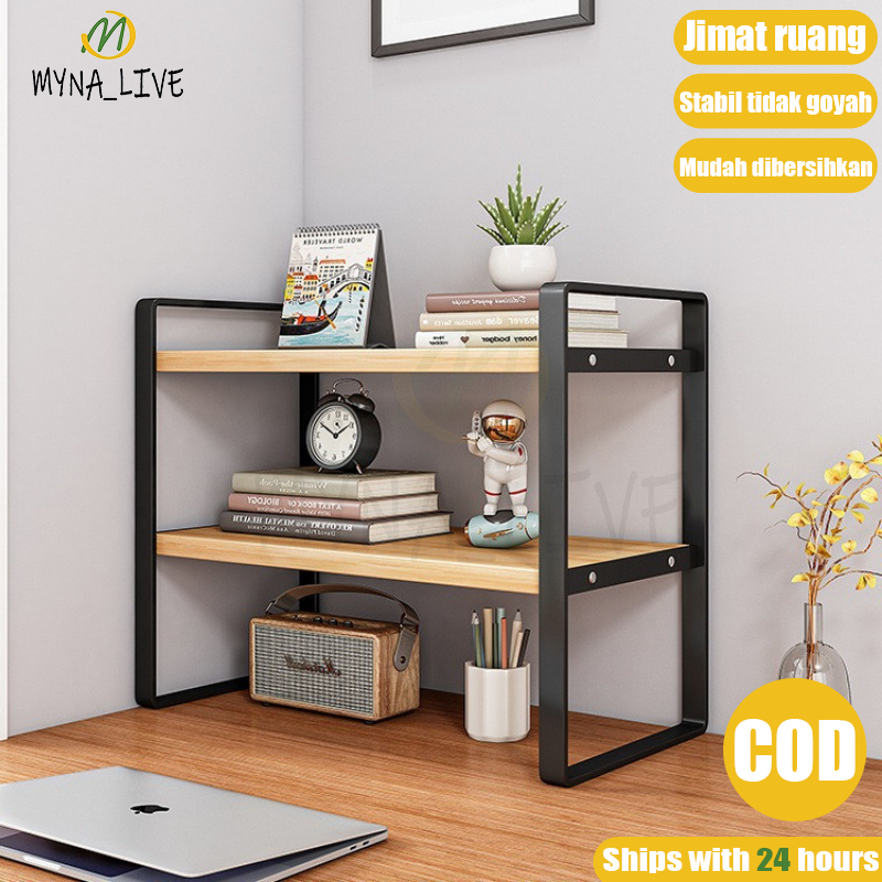 Desk Organizer Book Rack Desktop Rack Storage Rack Rak makeup Cup ...