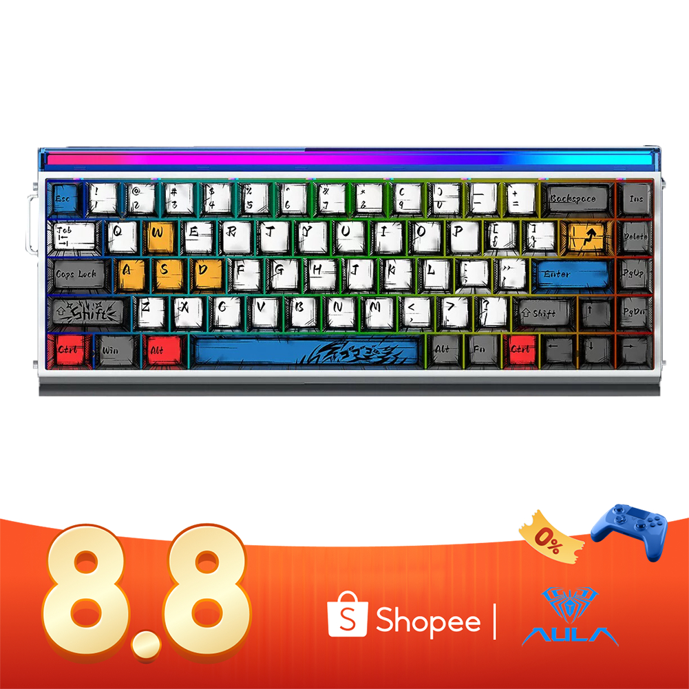 0.005mm RT!New Aluminum AULA HERO 68HE Ultra Magnetic Keyboard 68Keys ...