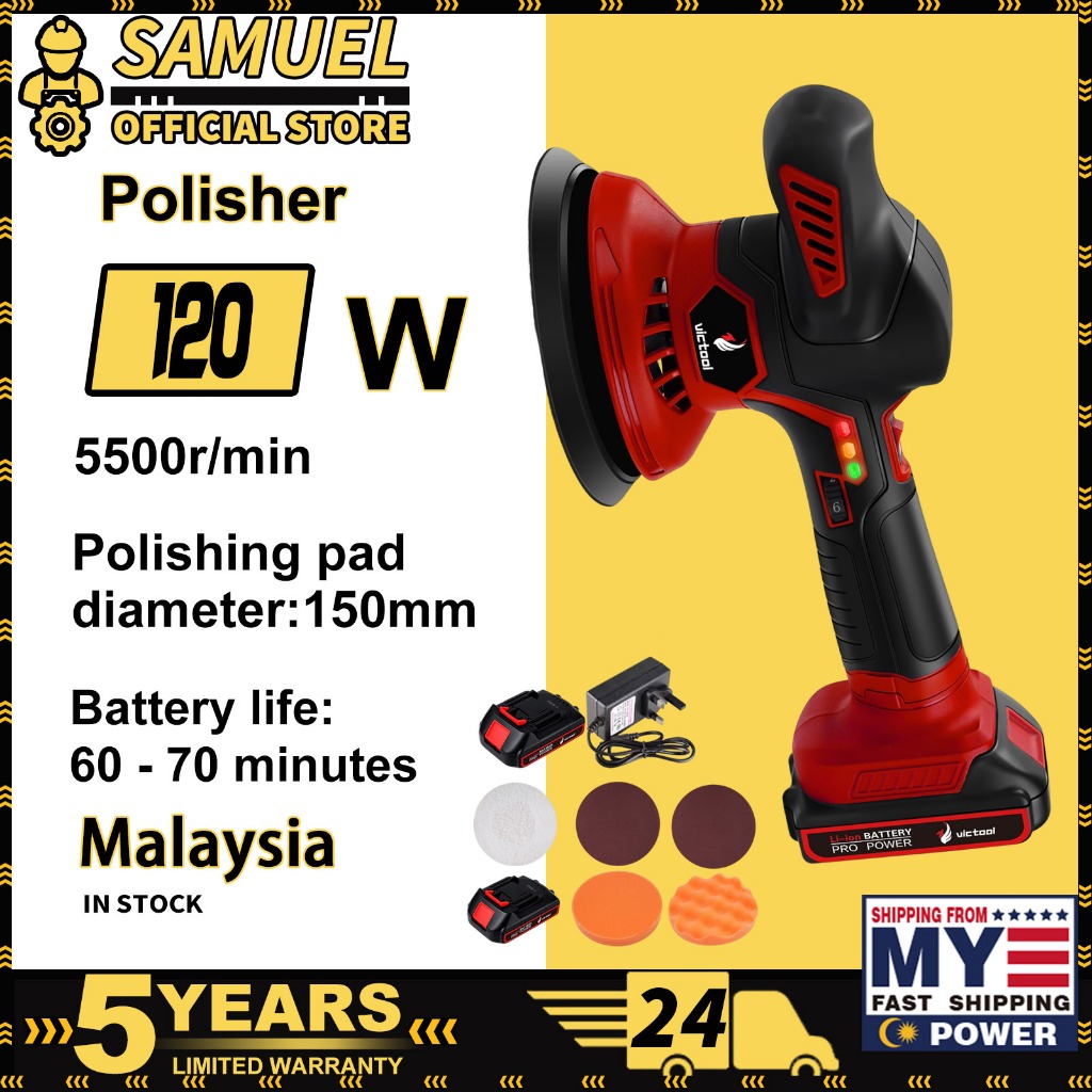 21V Cordless Car Polisher 6 Speed Adjustable Handheld Electric ...
