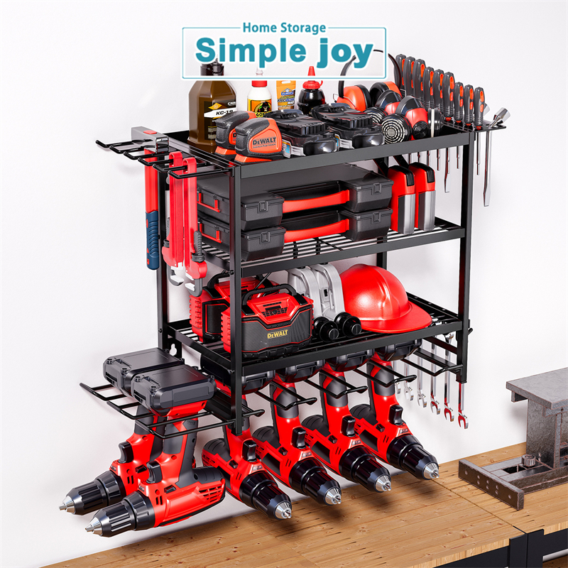 SimpleJoy Wall Tool Organizer Rack 2/4-Tier Garage Tool Drill Holder ...
