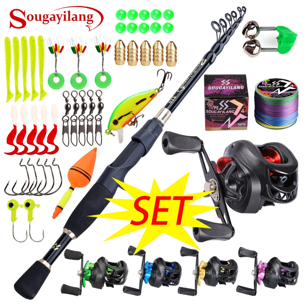 Sougayilang Telescopic Fishing Rod Set 1.8-2.4M Carbon Fiber Fishing ...