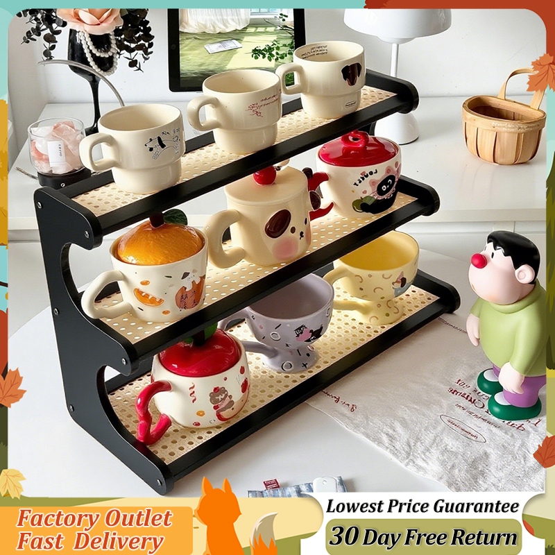Desktop Storage Rack Rak Meja Buku 2/3Layers Display Rack Hiasan ...