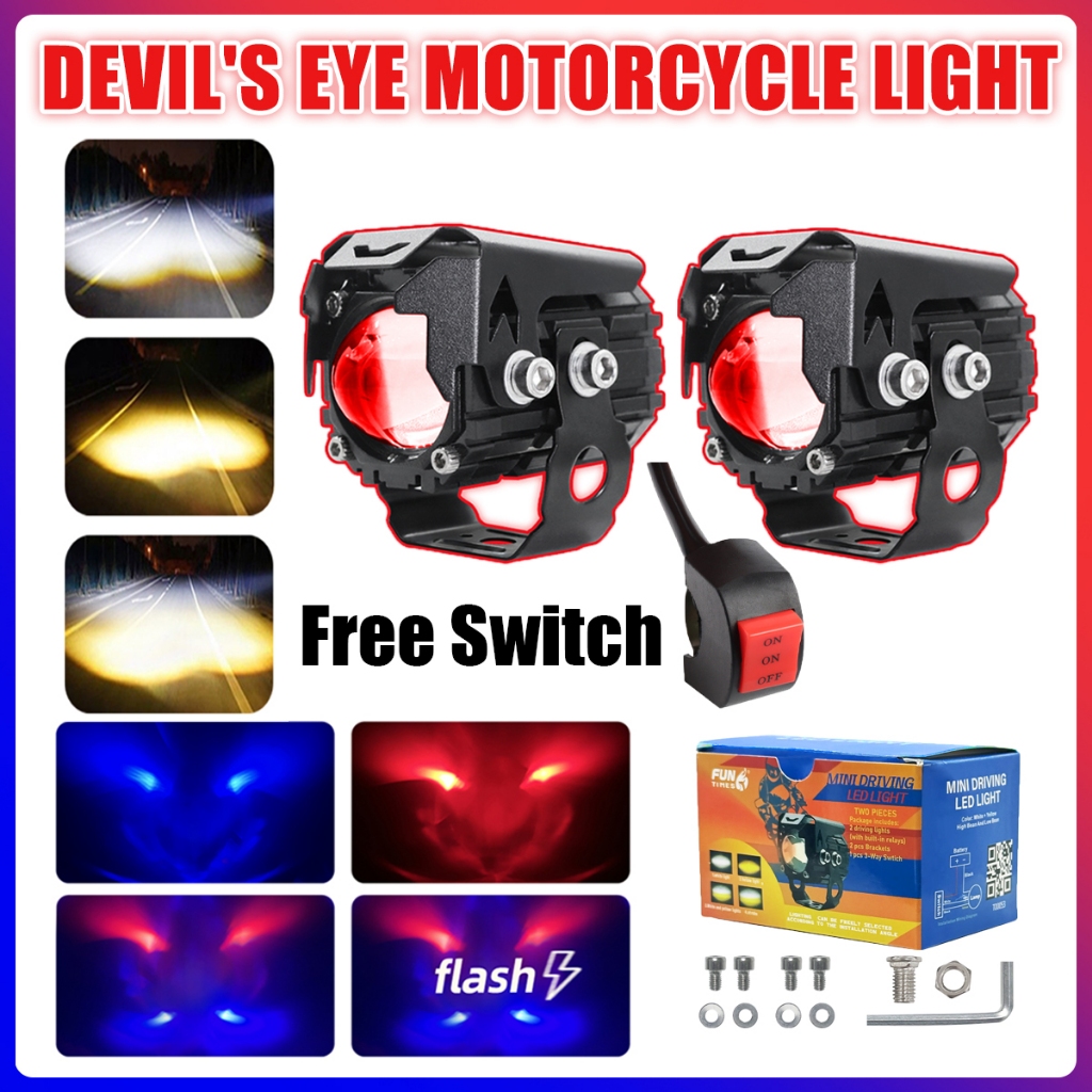Pair of Devil Eye Mini Driving Light for Motorcycle 40W Universal LED ...