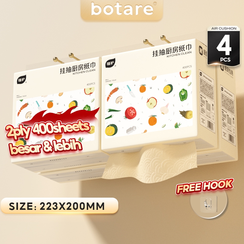 【4PACKS】BOTARE Kitchen Hanging Tissue | Oil-Absorbent | 400 Sheets ...