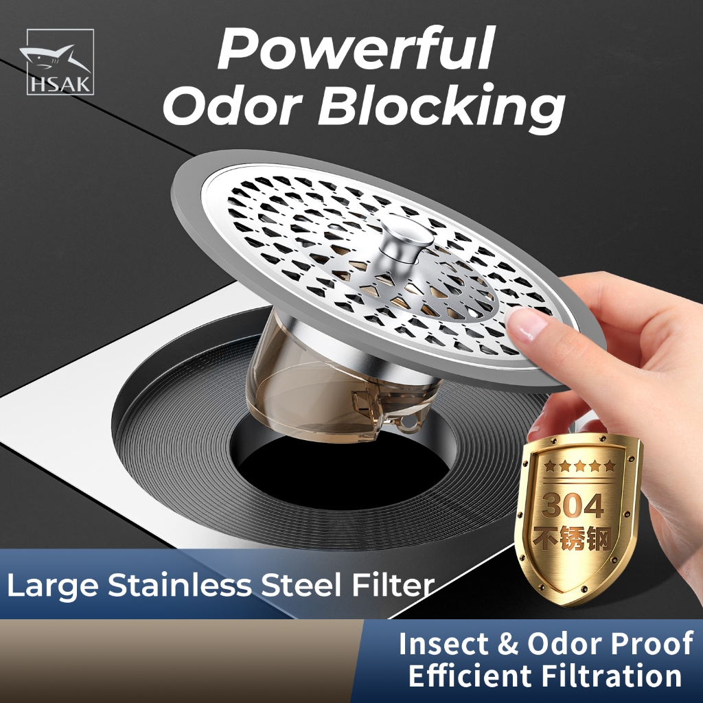 Stainless Steel Anti-Odor Floor Drain Cover Bathroom Accessories Floor ...