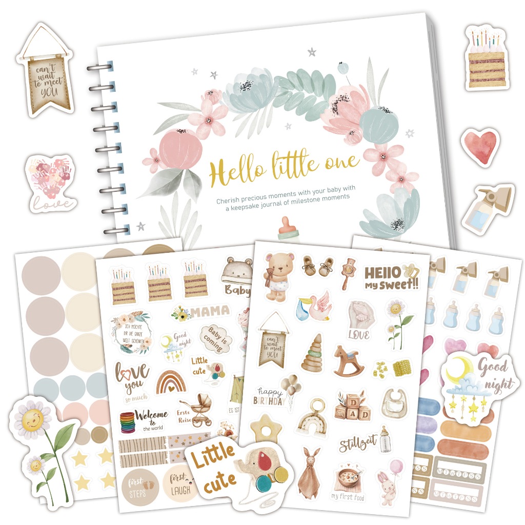 Baby Memory Book with Milestone Stickers – DIY Baby Scrapbook for ...
