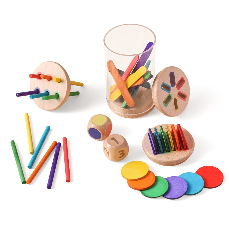 Wooden Color Shape Sorter Toy Color Matching Cups for Toddlers Fine ...
