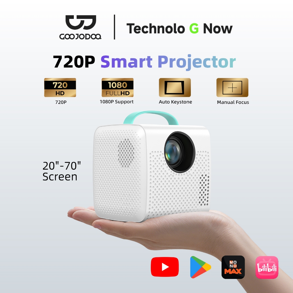 GOOJODOQ Portable Mini Projector With Bluetooth HD 720P Speaker HDMI ...