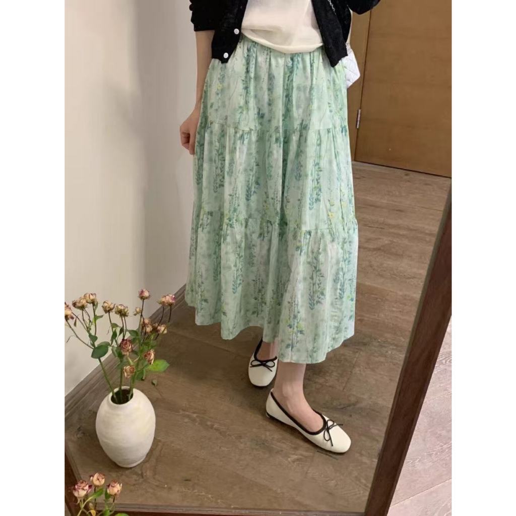 INSPIRE CHIC Women's Pleated Skirt Elastic High Waist Belted Flowy A Skirt For Women S With Belt Swing A Line Work Maxi Skirt