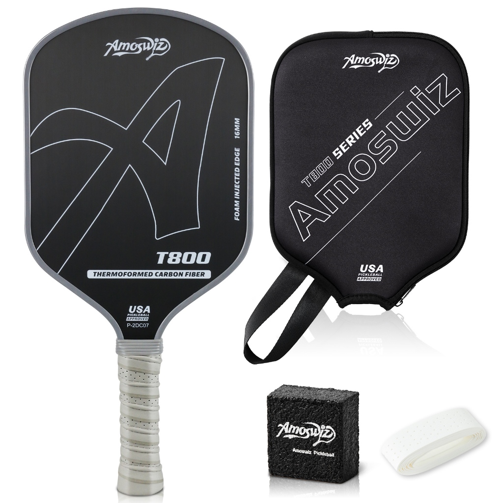 Amoswiz, USAPA Approved Carbon Fiber Pickle Racket, 16MM T800 Thermal ...