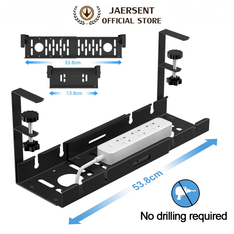 JAERSENT Under Desk Cable Organizer Wire Plug Management Tray Under ...
