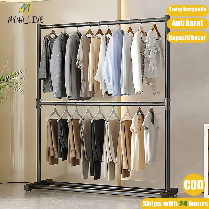 Double Pole Clothes Rack Ampaian Baju Penyangkut Baju Clothing Drying ...