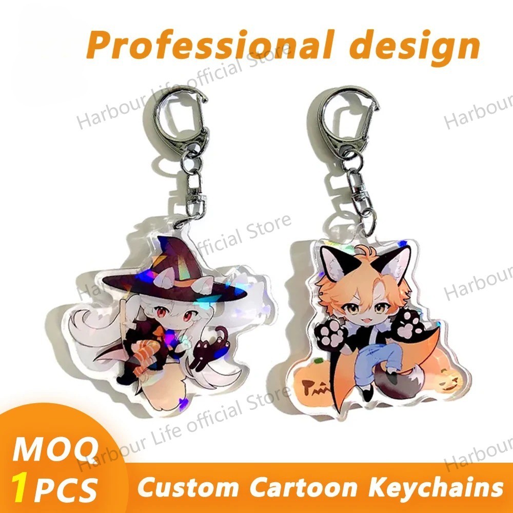 Custom Keychain Cartoon Acrylic Key Chain Photo Customized Anime Charms ...