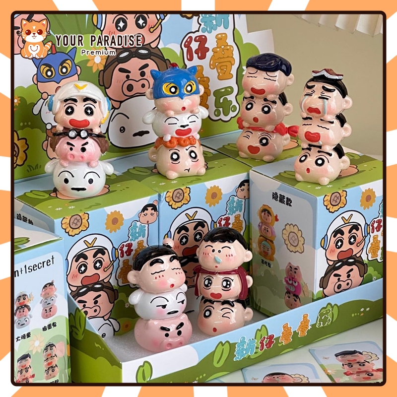 Cute crayon shin chan stacked doll blind box figure toy desk decoration ...