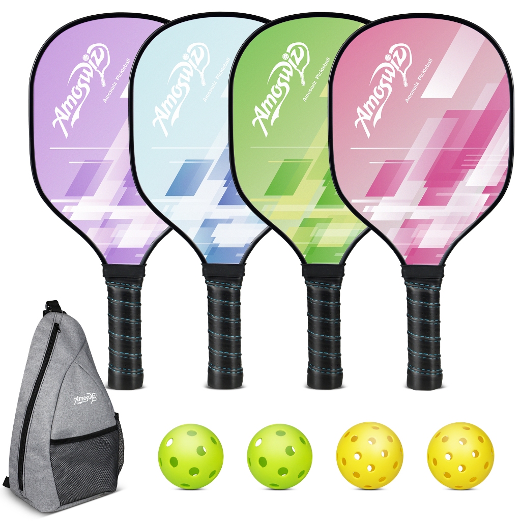 Amoswiz, pickleball Racket 4-Piece set, Premium Wooden pickleball ...