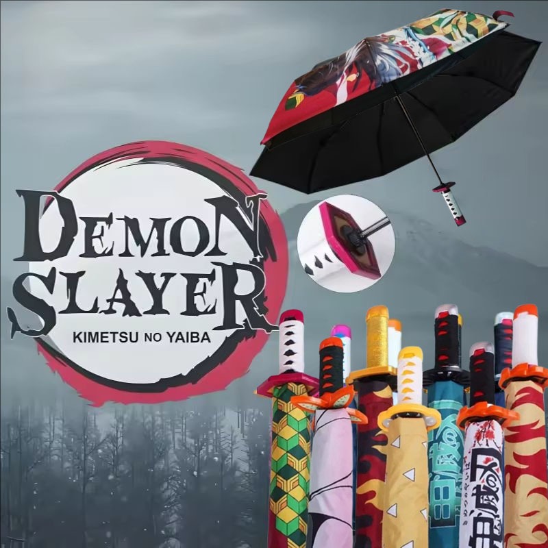 Demon Slayer 3-folding Katana Umbrella Solid Color Kimetsu No Yaiba ...