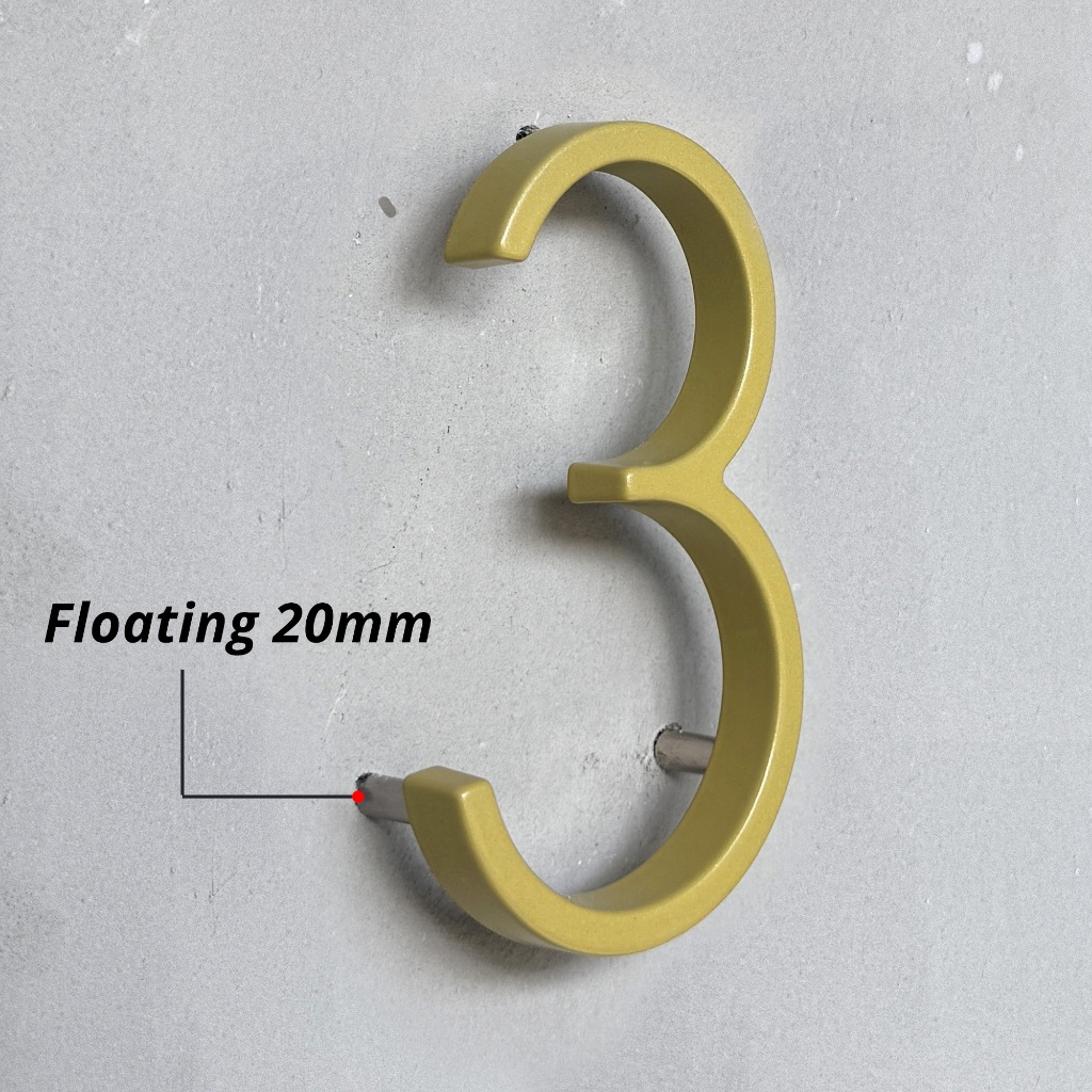 12cm Golden Floating House Number Signage #0-9 5 In. Alphabet Letters ...