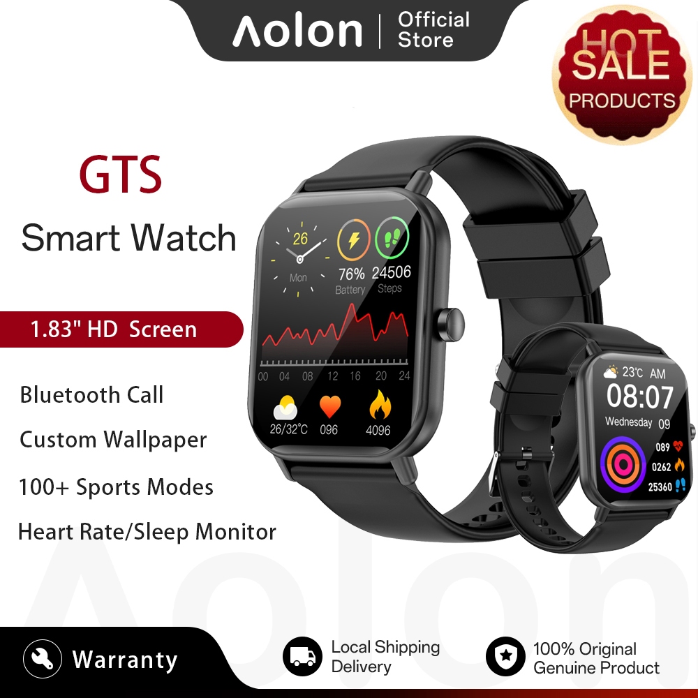 Aolon GTS Smart Watch Bluetooth Call Custom Wallpaper Fitness Tracker ...