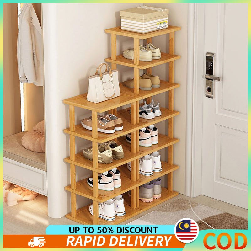 Bamboo Shoe Rack 5/6/7/8/9 Layers Stackable Organizer Shoe Rack Save ...