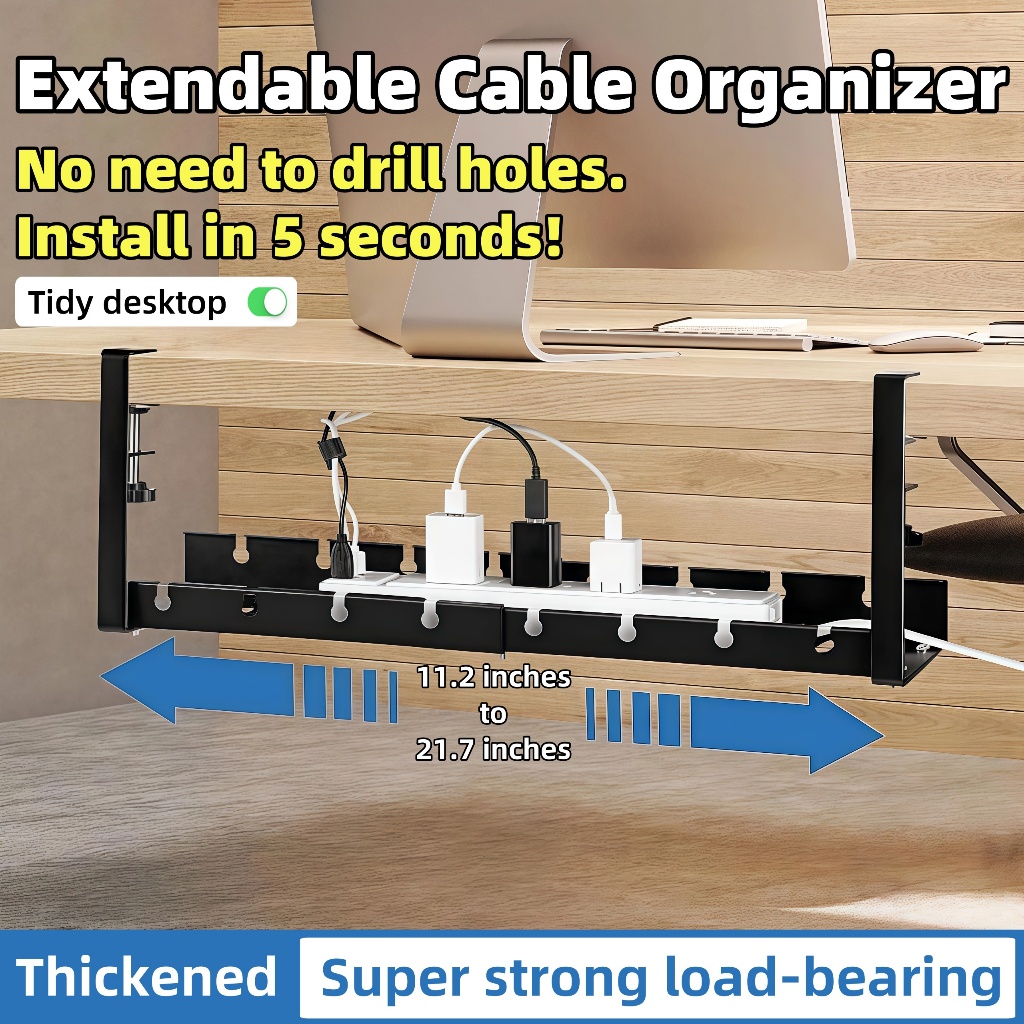 【Install in 5 seconds】Extendable Cable Organizer Thickened 28.5~55cm ...