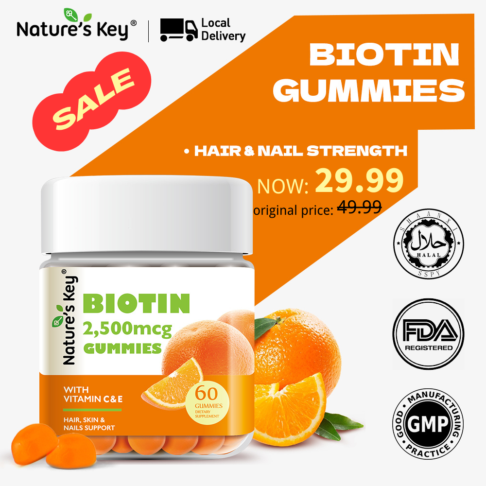 Nature's Key Vitamin C/E Biotin Gummies Prevents Hair Loss Promotes ...
