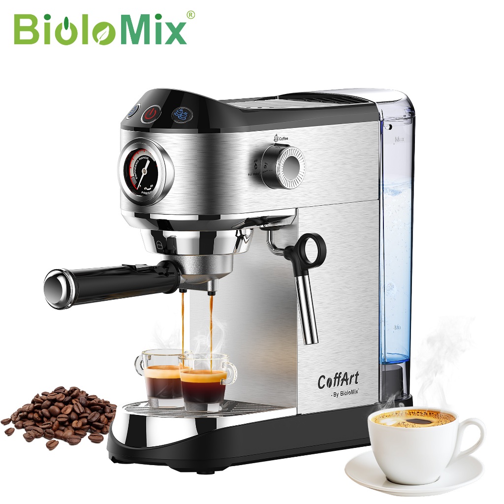 BioloMix 20 Bar Semi Automatic Powder Coffee Machine,with Milk Steam ...