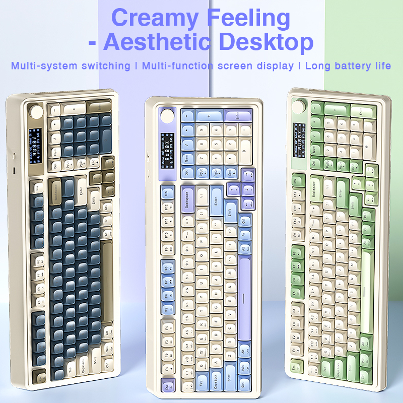 AULA S99PRO Membrane Keyboard 99 Keys Wired Bluetooth 2.4G RGB LCD ...