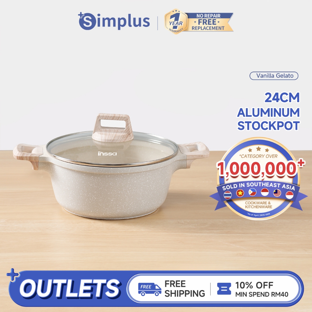 Simplus INSSA Soup Pot | 24cm Diameter | Vanilla Gelato Series | Non ...