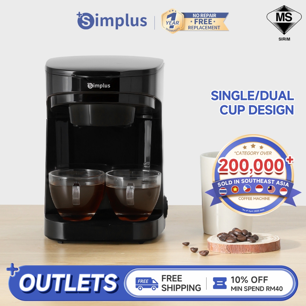 Simplus Coffee Maker | Single/Dual Cup Design | 3mins Efficient Brewing ...