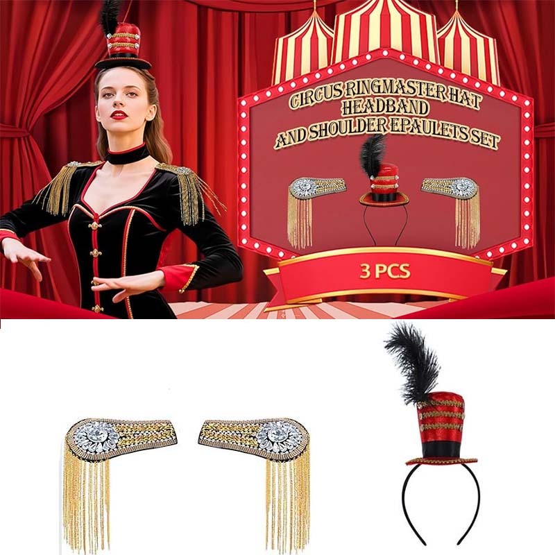 2025 Circus Ringmaster Hat Headband and Shoulder Epaulets Set for Adult ...