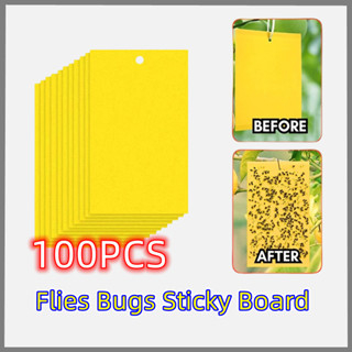 100PCS Yellow Sticky Trap Double Sides Board Insect Sticky Yellow Board ...