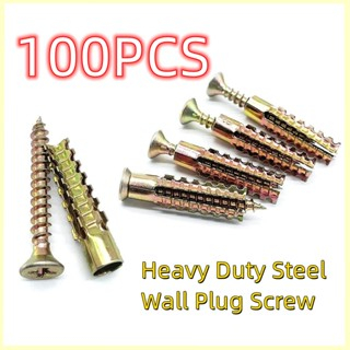 100PCS 6mm/8mm Heavy Duty Steel Wall Plug Screw Expansion Pipe Nail ...
