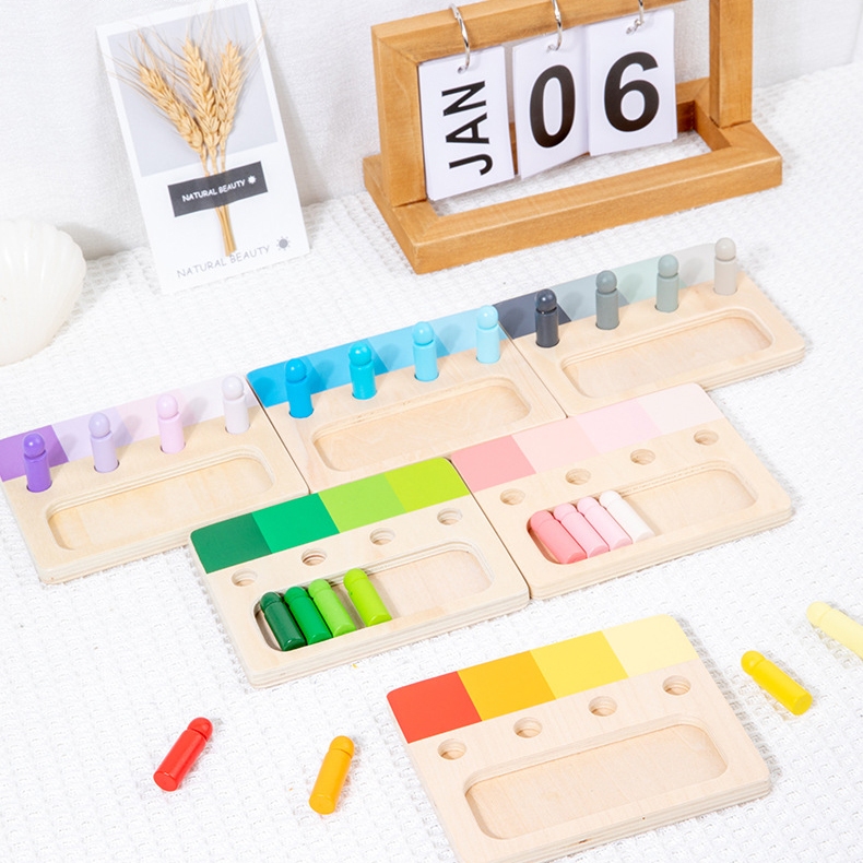 Wooden Montessori Educational Toy Color Matching Sorting Recognition ...