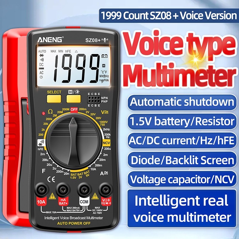 ANENG SZ08 Multimeter Digital 1999 Counts Smart Voice Broadcast ...