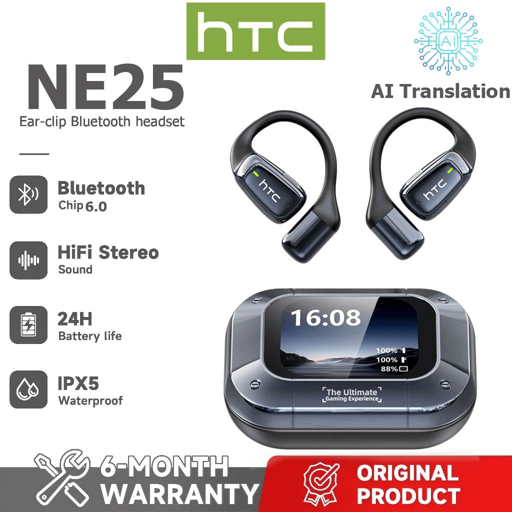 HTC NE25 AI Translation Headset Real-Time Translation TWS Bluetooth ...