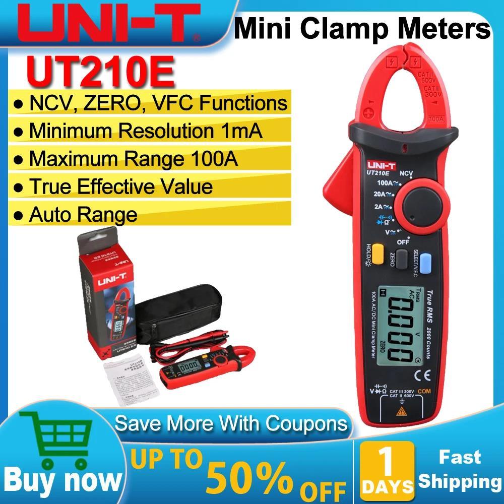 UNI-T UT210D UT210E Mini Digital Clamp Meter 200A AC DC Current Pliers ...