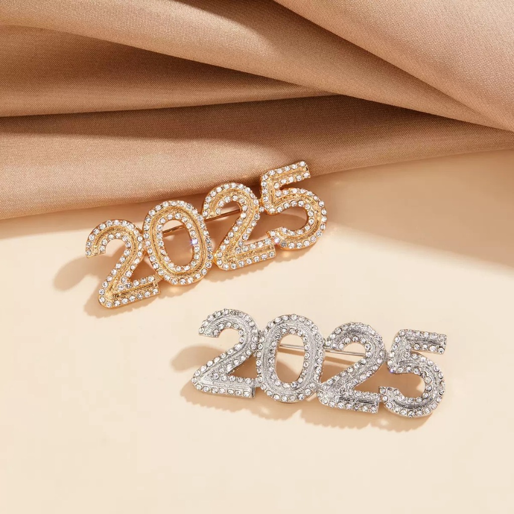 2025 Diamond-Studded Number Brooch Alloy Suit Headscarf Accessories ...