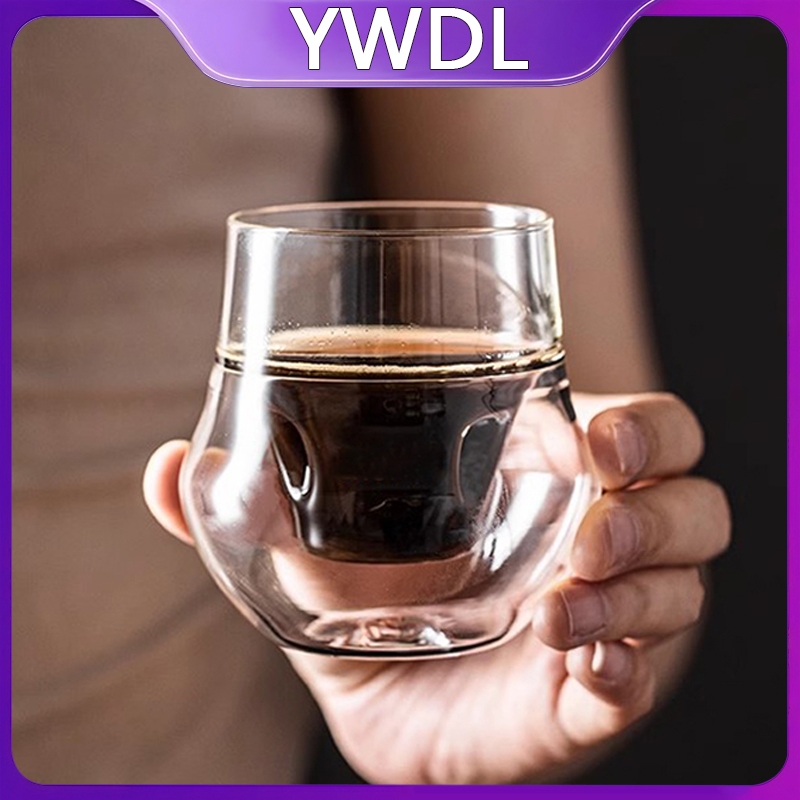 Double-layer Glass Cup Hanging Ear Espresso Coffee Cup Party Brandy ...