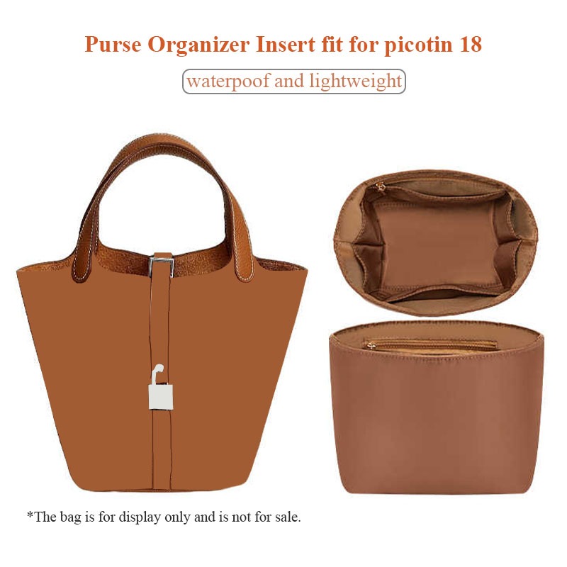 XYJG Interno Borsa Organizer in Seta per Borsa Hermes Picotin 14/18/22/26, Organizer per Organizzatore di Lusso, Mantieni La Forma Fella Borsa, Leggero, Robusto (Konjac Purple, PC18